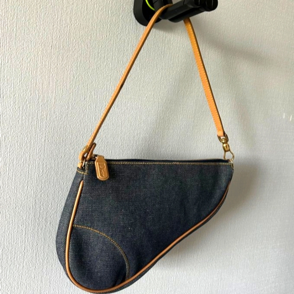 Dior Navy and Tan Denim Bag